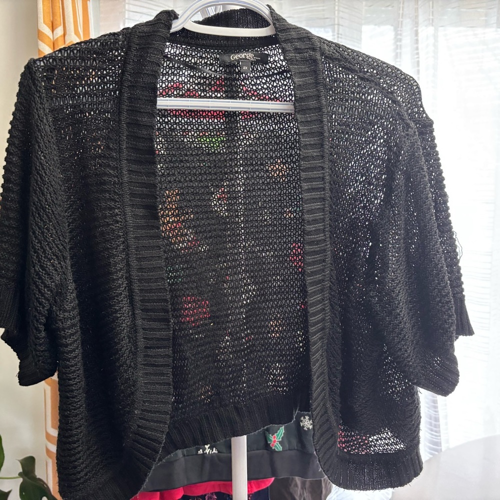 George Black Open-Knit Shrug Sweater